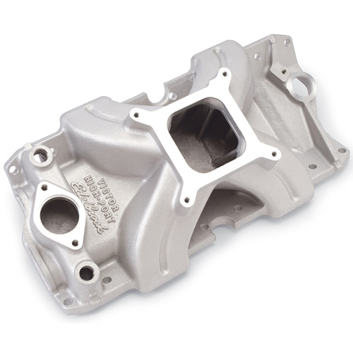 Edelbrock Intake Manifold, Victor, Single Plane, Aluminium, Natural, Square Bore, For Chevrolet, 302/327/350/400, Each