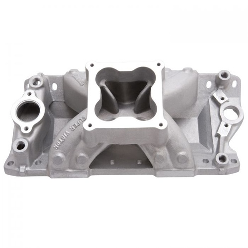 Edelbrock Intake Manifold, Super Victor, Single Plane, Aluminium, Natural, Dominator, Raised Port, For Chevrolet Small Block, Each