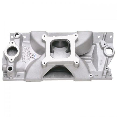 Edelbrock Intake Manifold, Victor Jr., Single Plane, Aluminium, Natural, Square Bore, For Chevrolet, Small Block, Each