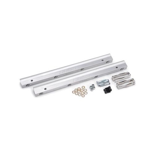 Edelbrock Fuel Rails, Aluminium, Clear Anodized, Victor Jr. EFI, -6 AN Inlet, for use with EDL-28115, V8, AMC, Pair