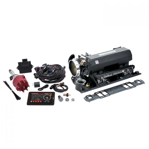 Edelbrock Fuel Injection System, Pro-Flo 4 XT, Self-Learning, Sequential Multi-Port, Black Powdercoated, 550 HP Max, Pre 1986 Small Block C