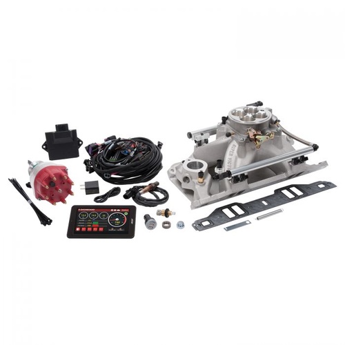 Edelbrock Fuel Injection System, Pro-Flo 4, Self-Learning, Sequential Multi-Port, Satin, 550 HP Max, SB For Chrysler 318, 340, 360, Kit