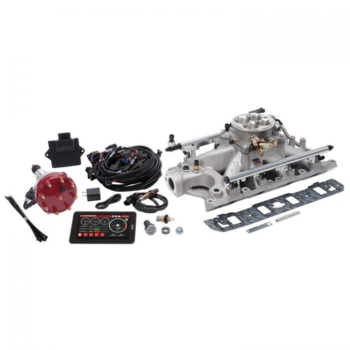 Edelbrock Fuel Injection System, Pro-Flo 4, Self-Learning, Sequential Multi-Port, Satin, 550 HP Max,  Small Block For Ford, Kit