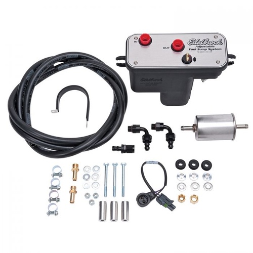 Edelbrock Fuel Pump, Electric, External, Universal EFI Sump, 67 gph, 35-90 psi, Filter, Hose, Fittings, Mounting Hardware, Kit