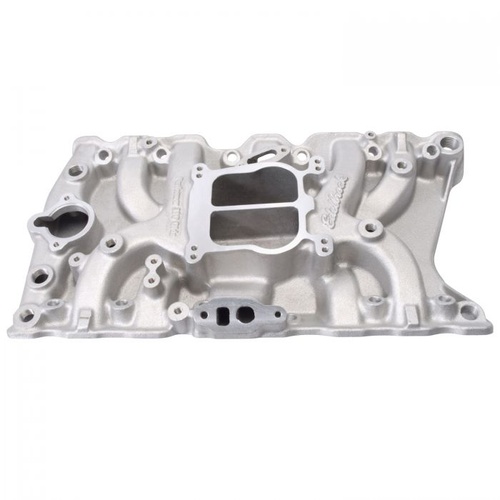 Edelbrock Intake Manifold, Performer, Dual Plane, Aluminium, Natural, Square/Spread Bore, For Oldsmobile, 307, 330, 350, 403