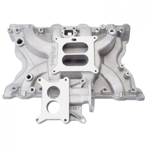 Edelbrock Intake Manifold, Performer, Dual Plane, Aluminium, Natural, Square Bore/2-Barrel, For Ford, 351M/400, Each