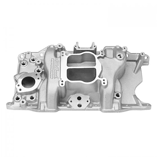 Edelbrock Intake Manifold, Performer, Dual Plane, Aluminium, Natural, Square/Spread Bore, W/EGR. Mopar, 318/340/360, Each