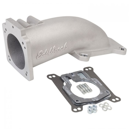 Edelbrock Throttle Body Elbow, Ultra Low Profile, Aluminium, 90mm Throttle Body to Square-Bore Flange, For Ford, GM, Each