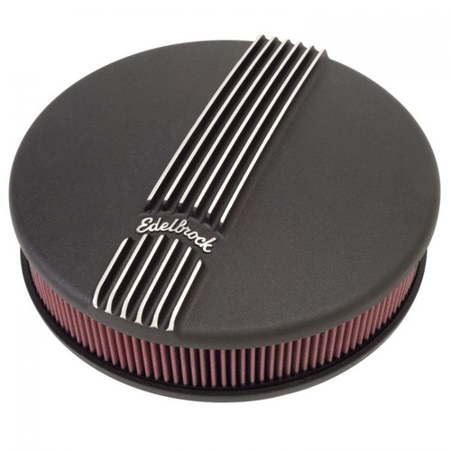 Edelbrock Air Cleaner Assembly, Classic Series, 14 in. Round, Aluminium, Black, Logo, 3.900 in. Height, Each
