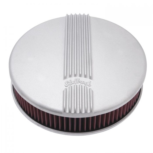 Edelbrock Air Cleaner Assembly, Classic Series, 14 in. Round, Aluminium, Satin, Logo, 3.900 in. Height, Each