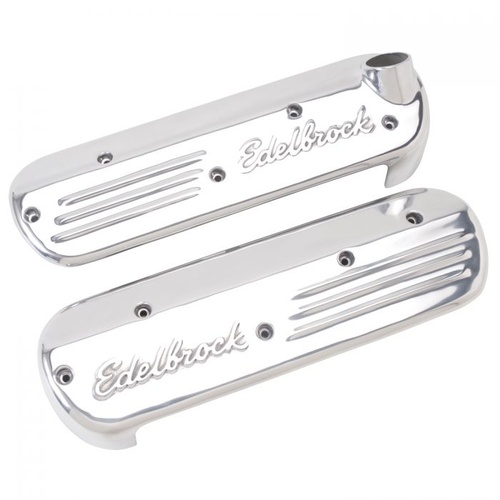 Edelbrock Ignition Coil Covers, Aluminium, Polished, Logo, For Chevrolet, 4.8L, 5.3L, 6.0L, Pair