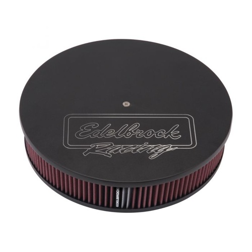 Edelbrock Air Cleaner Assembly, Victor Series, 14 in. Round, Aluminium, Black, Logo, 3.125 in. Height, Each