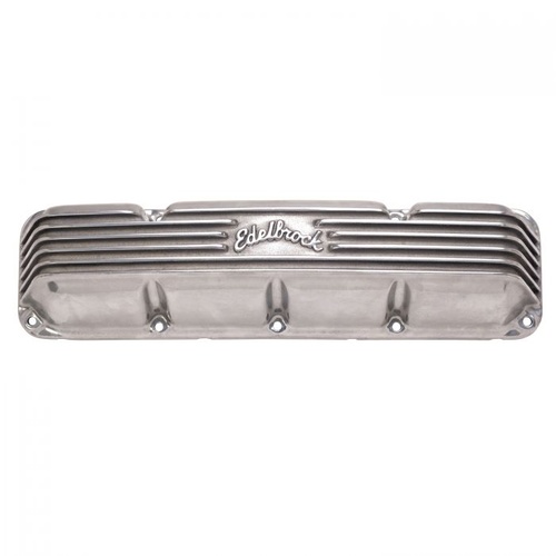 Edelbrock Valve Covers, Classic Series, stock, Cast Aluminium, Finned, Logo, AMC, For Jeep, Pair