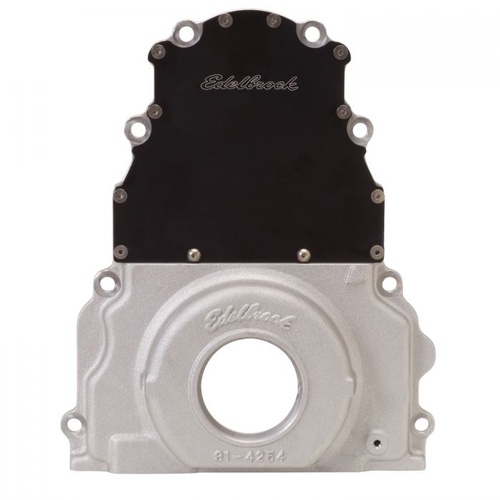 Edelbrock Timing Cover, 2-Piece, Aluminium, for Models with Rear Mounted Camshaft Sensor, For Chevrolet, 4.8L, 5.3L, 6.0L, Each