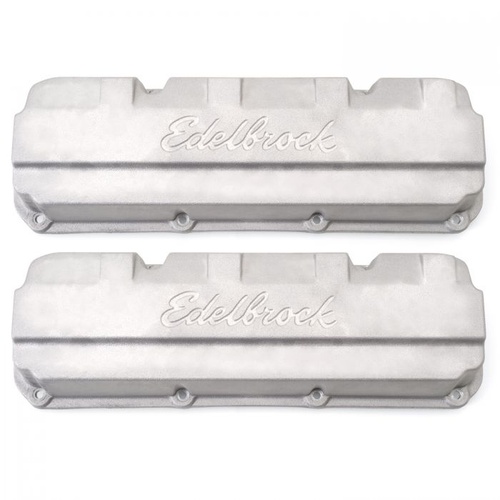 Edelbrock Valve Covers, Cleveland Bolt Pattern, Aluminium, Natural, Logo, For Ford, Pair