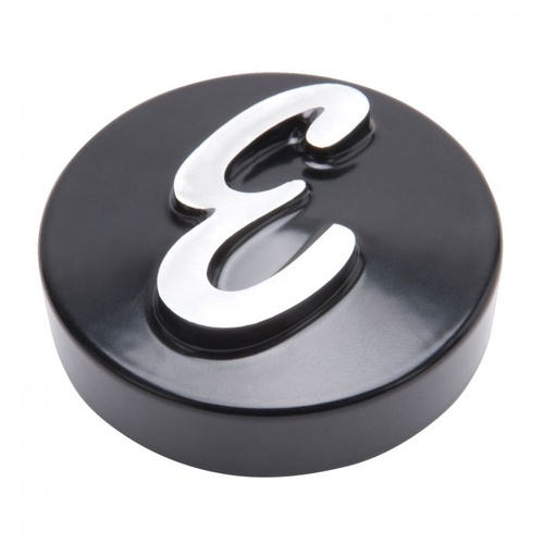 Edelbrock Air Cleaner Nut, 2.125 in. Diameter, Aluminium, Black, Silver Script E, Each