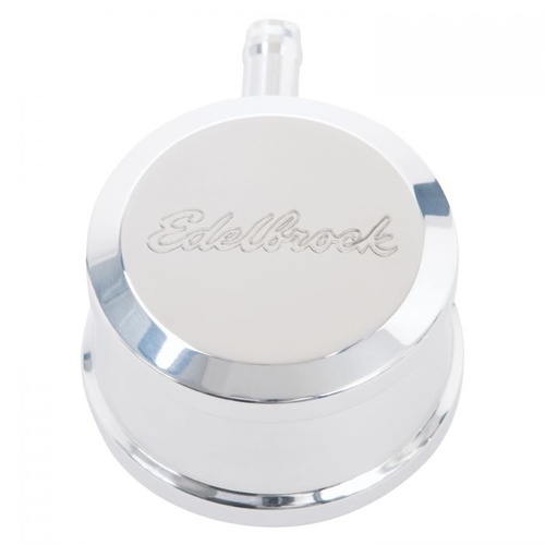 Edelbrock Valve Cover Breather, Billet Aluminium, Round, Polished, Push-In, Universal, Each