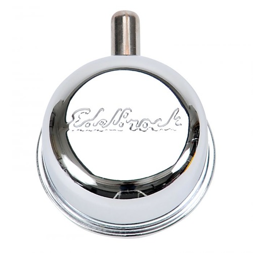 Edelbrock Valve Cover Breather, Push-In, Round, Steel, Chrome, Logo, Each