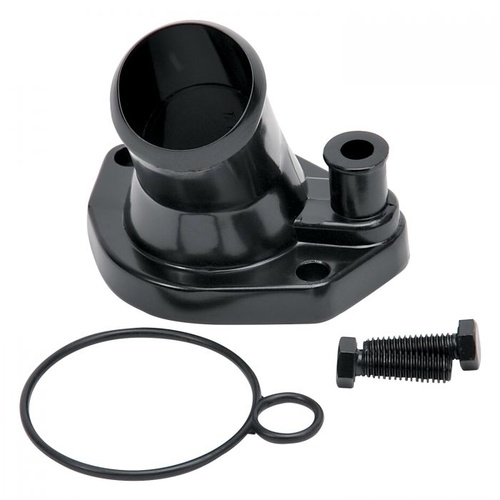 Edelbrock Water Neck, 15 Degree, O-Ring, Aluminium, Black, For Ford, Small Block, Each