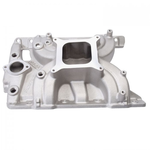 Edelbrock Intake Manifold, Torker II, Single Plane, Aluminium, Natural, Square Bore, Non-EGR, For Pontiac, V8, Each