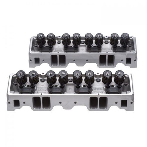 Edelbrock Cylinder Heads, E-210, Aluminium, Assembled, 64cc Chamber, 210cc Intake Runner, For Chevrolet, Small Block, Pair