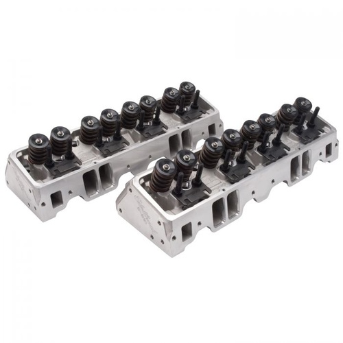 Edelbrock Cylinder Heads, E-210, Aluminium, Assembled, 64cc Chamber, 210cc Intake Runner, For Chevrolet, Small Block, Pair