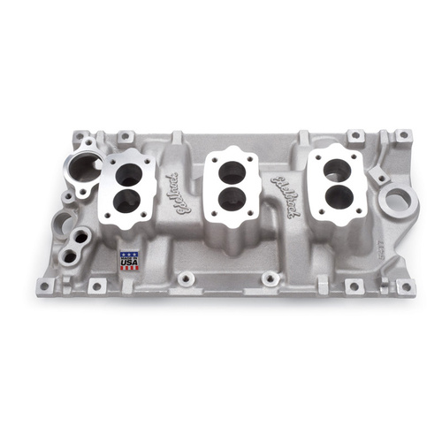 Edelbrock Intake Manifold C-357-B Three-Deuce Aluminium Natural for 4-Bolt Carbs For Chevrolet Small Block Vortec Each