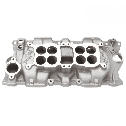 Edelbrock Intake Manifold, C-26 Dual Quad, Aluminium, Natural, Dual Square Bore, Non-EGR, For Chevrolet, Small Block