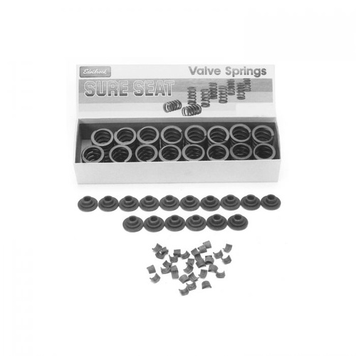 Edelbrock Valve Spring Kit, Sure Seat, Single, 1.265 in. Outside Diameter, Steel Retainers, Steel Locks, 7 degree, Kit