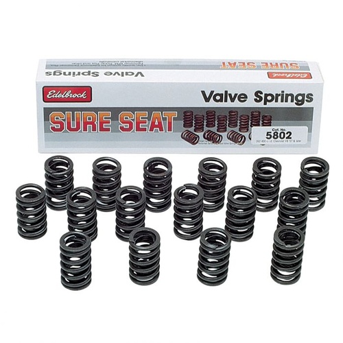 Edelbrock Valve Springs, Sure Seat, Single, 1.222 in. Outside Diameter, Non-Rotator, For Chevrolet, Small Block, Set of 16