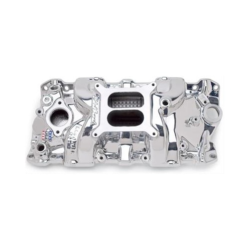 Edelbrock Intake Manifold, Performer RPM, Dual Plane, Aluminium, EnduraShine, Square Bore, For Chevrolet, Small Block, Each