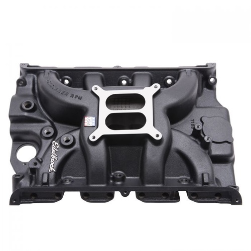 Edelbrock Intake Manifold, Performer RPM, Dual Plane, Aluminium, Black Powdercoated, Square Bore, For Ford, Big Block FE, Each