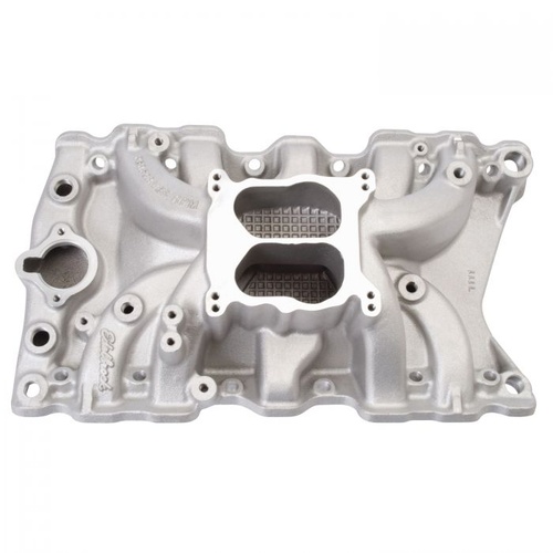 Edelbrock Intake Manifold, Performer RPM, Dual Plane, Aluminium, Natural, Square/Spread Bore, For Oldsmobile, 307/330/350/403