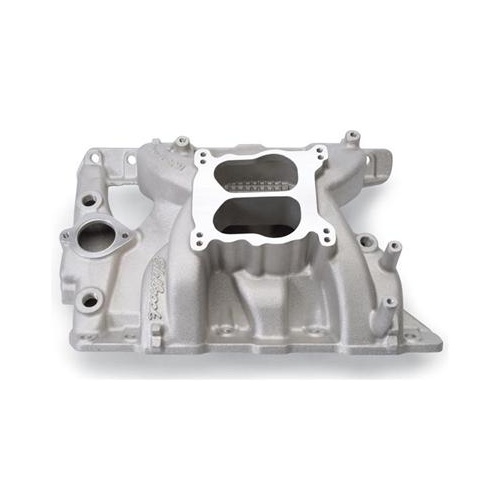 Edelbrock Intake Manifold, Performer RPM, Dual Plane, Aluminium, Natural, Square/Spread Bore, For Pontiac, 326-455, Each