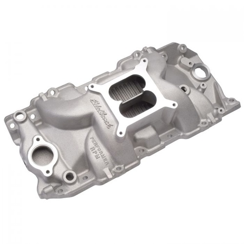 Edelbrock Intake Manifold, Performer RPM, Dual Plane, Aluminium, Natural, Square Bore, For Chevrolet Big Block, Rectangular Port