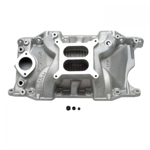 Edelbrock Intake Manifold, Performer RPM, Dual Plane, Aluminium, Natural, Square Bore, Mopar, 318/340/360, Each