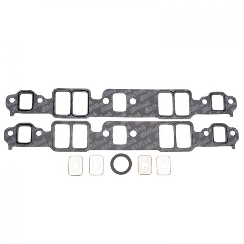 Edelbrock Gaskets, Manifold, Intake, Composite, 2.09 in. x 1.28 in. Port, .060 in. Thick, For Chevrolet, Small Block, Set