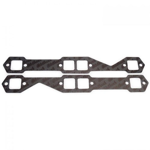 Edelbrock Exhaust Header Gaskets, Composite with Steel Core, 1.500 in. x 1.500 in. Square Port, For Chevrolet, Small Block, Set
