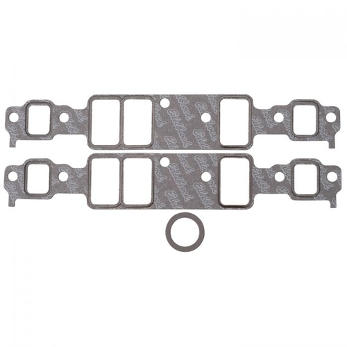 Edelbrock Gaskets, Manifold, Intake, Composite, 2.10 in. x 1.28 in. Port, .060 in. Thick, For Chevrolet, 90 Degree V6, Set