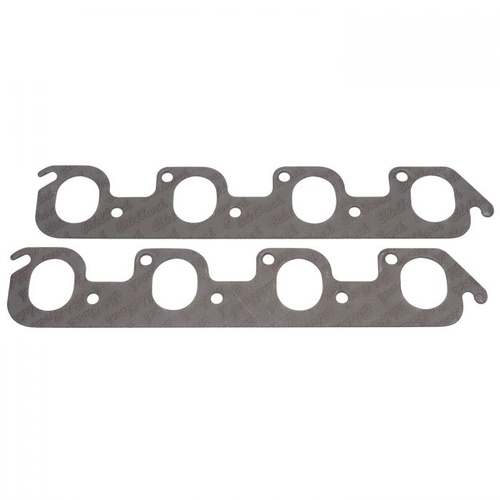 Edelbrock Exhaust Manifold Gaskets, Composite with Steel Core, Oval Port, For Ford, 302/351 Clevor, 351M, 400M, Pair