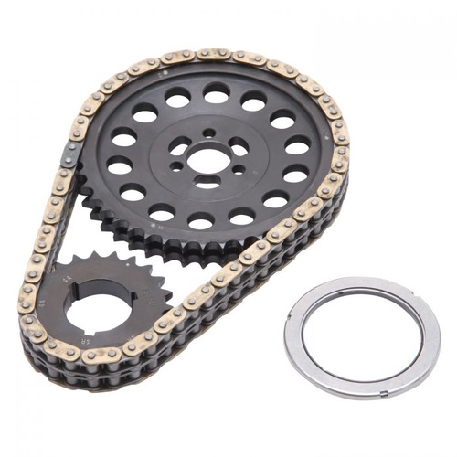 Edelbrock Timing Chain and Gear Set, Hex-A-Just, Double Roller, Billet Steel Sprockets, For Chevrolet, Small Block, Set
