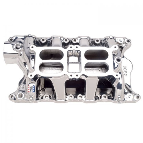 Edelbrock Intake Manifold, Dual Quad, Aluminium, EnduraShine, Square Bore, For Ford, Small Block, 351W, Each