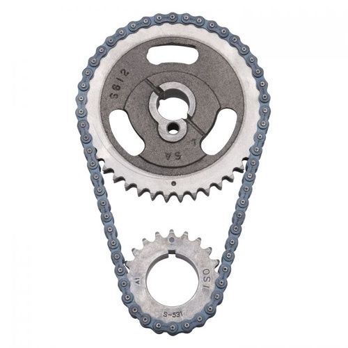 Edelbrock Timing Chain and Gear Set, Performer-Link, Double Roller, Iron/Steel Sprockets, For Ford, 302/351, Requires 2-Piece Fuel Pump Eccentric, Set