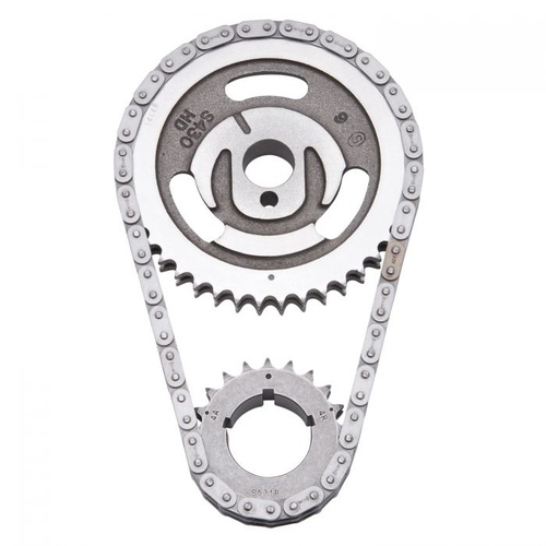 Edelbrock Timing Chain and Gear Set, Performer-Link, Double Roller, Iron/Steel Sprockets, Small Block, Requires 1-Piece Fuel Pump Eccentric, Set