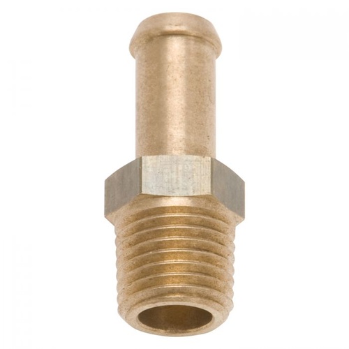 Edelbrock Fitting, Adapter, Brass, Natural, Straight, 1/4-18 in. NPT Male Threads, 3/8 in. Hose Barb, Each