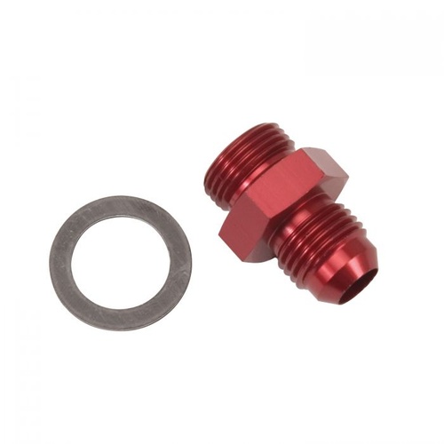 Edelbrock Fitting, Carburetor Inlet, -6 AN Male to 5/8-20 in. Male, Aluminium, Red, Each