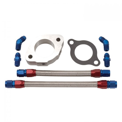 Edelbrock Water Bypass Kit, Braided Stainless Steel Hoses, Aluminium Fittings, Cast Aluminium Water Bypass Spacer, Kit
