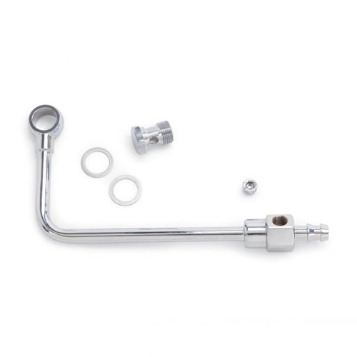 Edelbrock Fuel Line, Chrome, Steel, EPS Carburetor, Banjo-Style, 3/8 in. Hose Barb Inlet, Kit