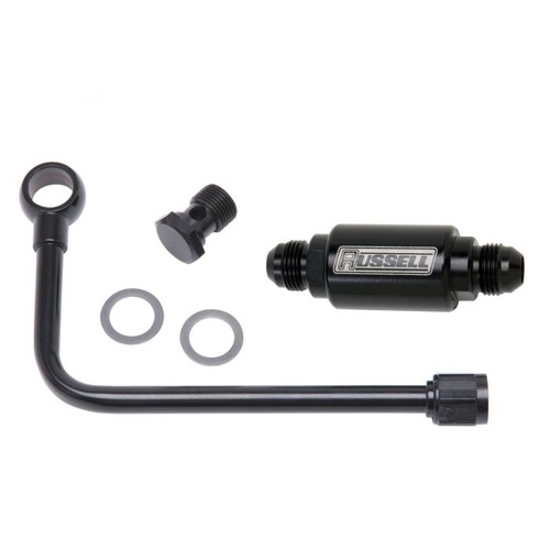 Edelbrock Fuel Line, Black, Steel, Thunder and Performer Series, Black Aluminium Filter, -6 AN Male Inlet, Kit