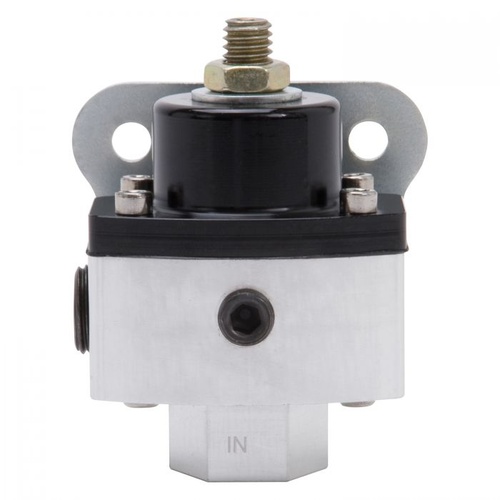 Edelbrock Fuel Pressure Regulator, Inline, Aluminium, Natural, 4.5 To 9 psi, Dual Outlet, Each